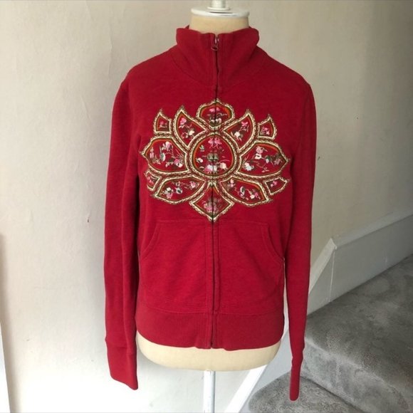 Lucky Brand Tops - Lucky Brand Lotus Mandela Tibet Embroidered Zip up